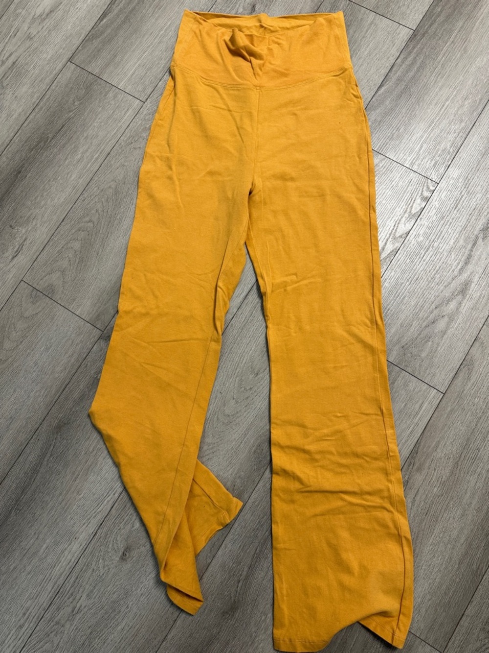 High-Waist Mustard Yellow Flared Track Pants